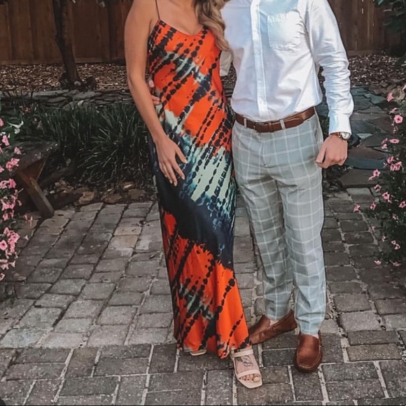 Multi Color Satin Maxi Dress - Picture 3 of 4